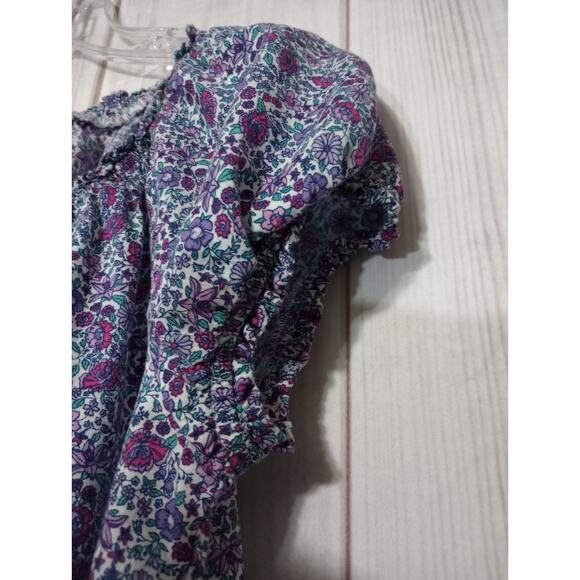 St Johns Bay Shirt Ladies Medium Petite‎ Purple Pixie Floral Peasant - Picture 3 of 6